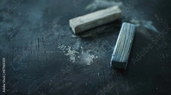 Fototapeta Chalk and eraser on dark surface