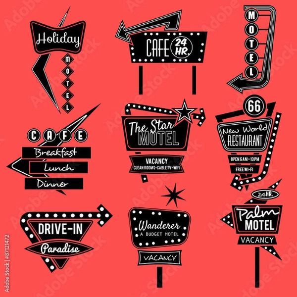 Fototapeta vintage neon znak czarno-biały