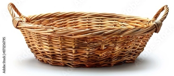 Fototapeta Empty Wicker Basket with Handles