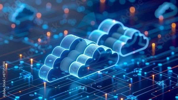 Obraz Graphic explaining cloud computing deployment models: public, private, and hybrid. , Minimalism,