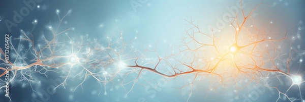Fototapeta Captivating medical illustration of a complete neuron, detailed and scientifically accurate for educational purposes.



