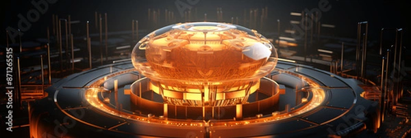 Fototapeta Abstract depiction of a luminous artificial brain, symbolizing advanced technology and innovation.