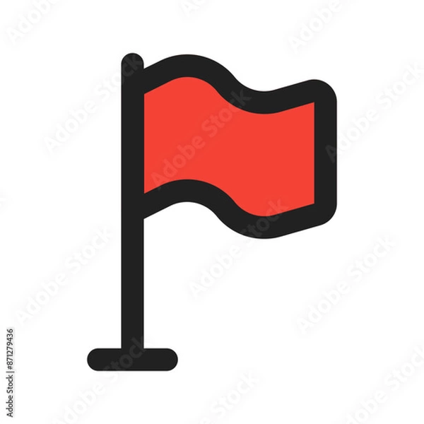 Obraz red flag line color icon