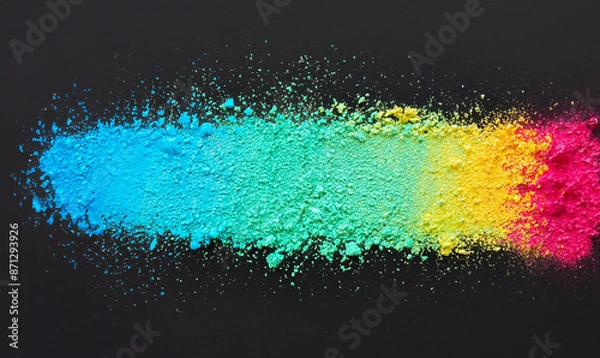 Obraz brushstroke of color powder in the middle, black background