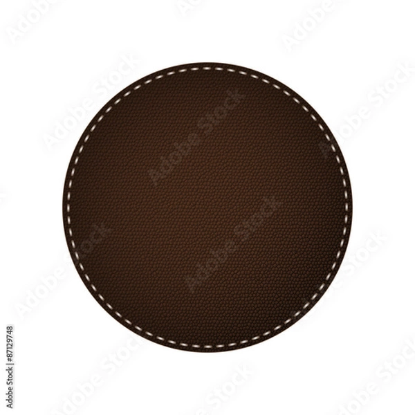 Obraz Round leather lable isolated on white background, vector illustration 
