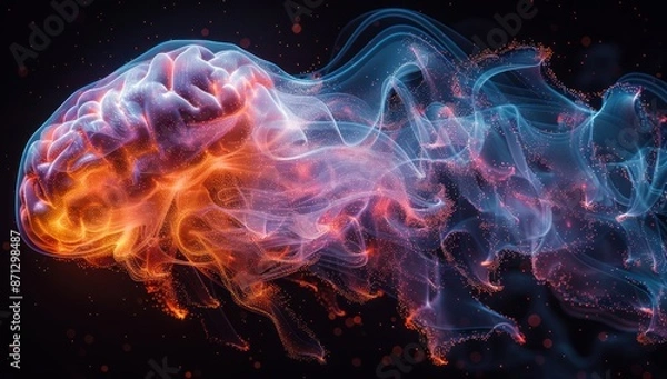 Fototapeta Abstract Brain with Glowing Trails