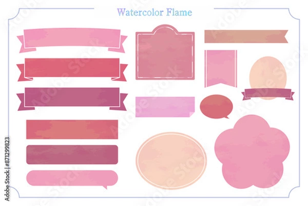 Obraz 水彩風テクスチャのフレームセット。デザインのアクセントに。