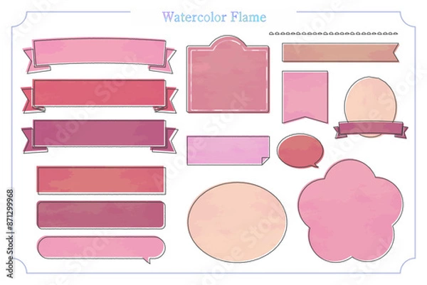 Obraz 水彩風テクスチャのフレームセット。デザインのアクセントに。