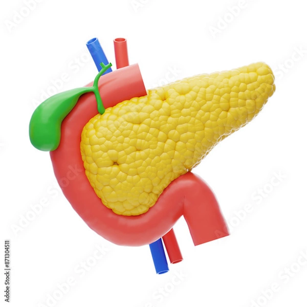 Obraz 3D The pancreas produces insulin. 3D Icon