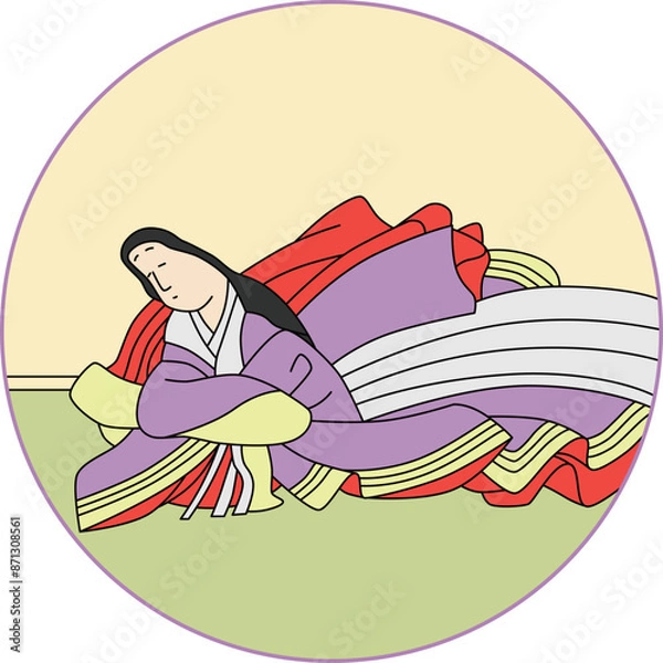 Obraz カラー円形百人一首　儀同三司母