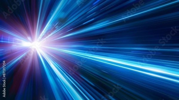 Fototapeta Abstract blue light trails in the dark, motion blur effect