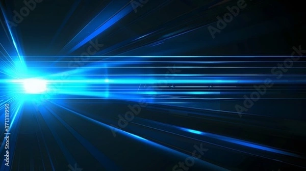 Fototapeta Abstract blue light trails in the dark, motion blur effect