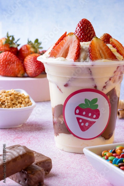 Obraz strawberries with cream and some toppings