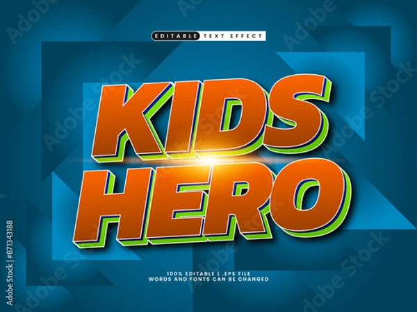 Fototapeta kids hero editable text effect in simple and modern text style