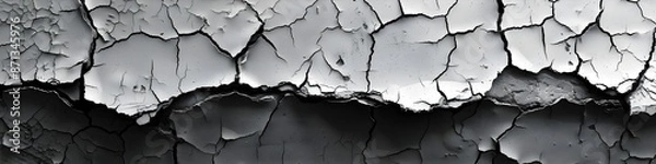 Fototapeta Background with cracks stains and chips in black and white