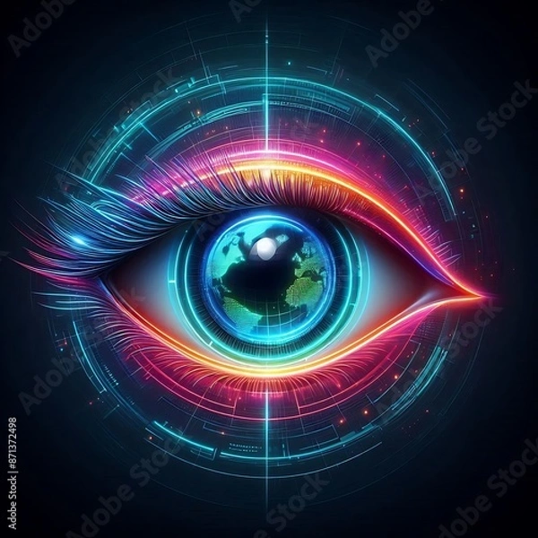 Fototapeta World Sight Day, eye with a globe as the iris, symbolizing global vision