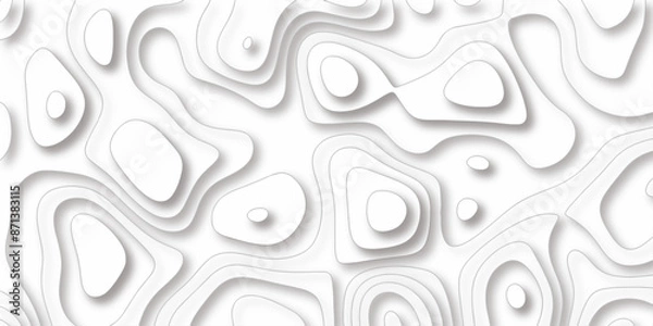 Fototapeta Abstract design with black and white abstract papercut and multi-layer cutout geometric pattern on vector Topographic canyon geometric map relief texture with curved layers beautiful design.
