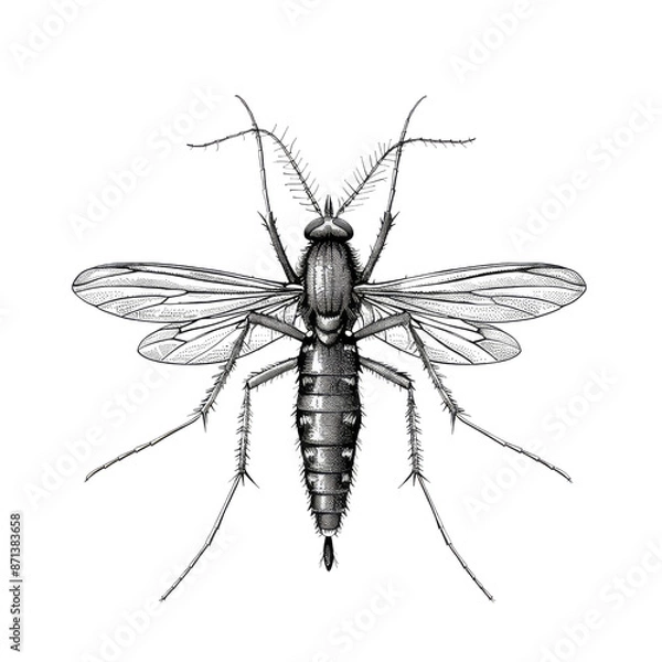 Fototapeta Black And White Drawing Mosquito lllustrations Art, Generative AI 