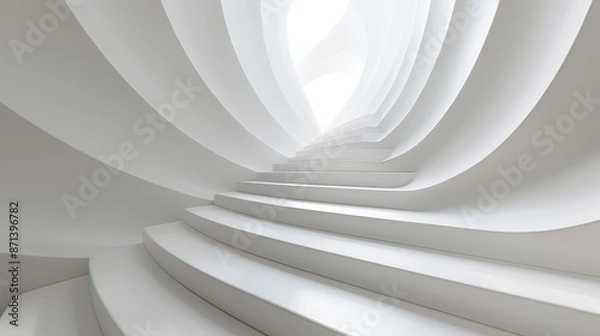 Fototapeta Abstract white architectural design with curved, flowing shapes and a serene, futuristic aesthetic. Ideal for modern design inspiration.