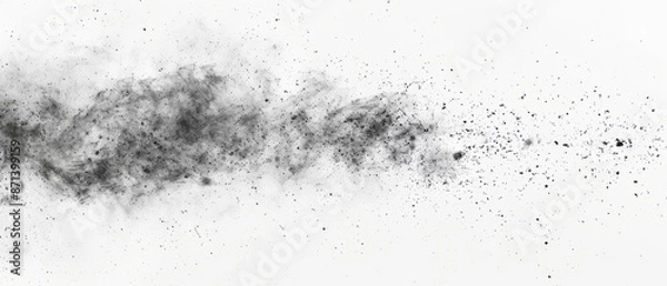 Fototapeta Pencil sketch style, panoramic close-up, high detail scan of dust particles floating, on white background, Generative AI