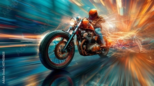 Fototapeta Futuristic Art Deco Vibes: Modern Car in Vibrant Symmetry with High Contrast and Lens Flare