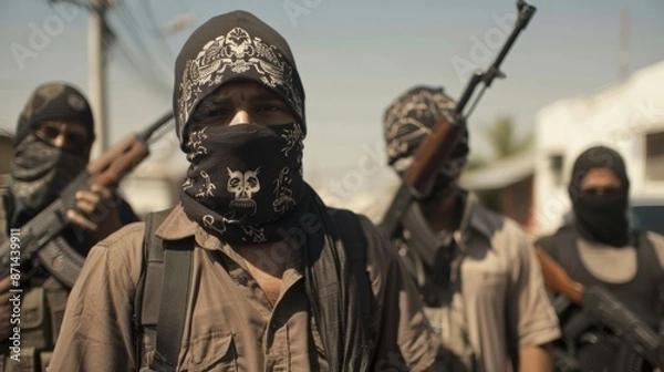 Fototapeta Militant Group in Urban Area.