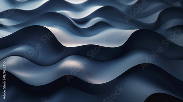 Fototapeta Blue abstract background with flowing curves reminiscent of ocean waves, ideal for a stylish vector design