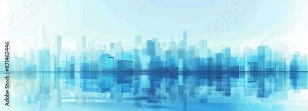 Fototapeta Abstract Vector Illustration, Futuristic blue Urban city Landscape with Advanced Smart City Technology, Graphic Resources, Wallpapers, Brochure, Websites, banner design, Advertising, web, background t