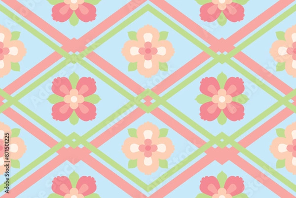 Obraz Seamless blue floral background for patterned fabric or wallpaper.