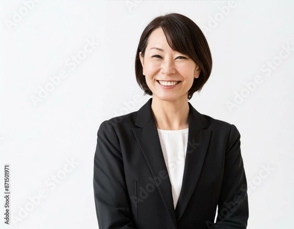 Obraz 黒いスーツ姿で笑顔での40代の女性実業家