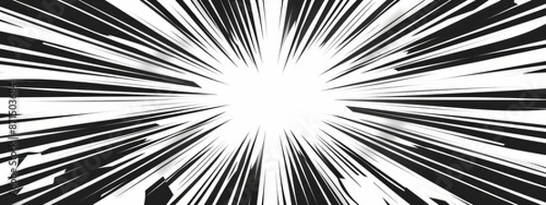 Fototapeta  A monochrome starburst at the center, contrasting against a white and black background The backdrop is a blend of black and white