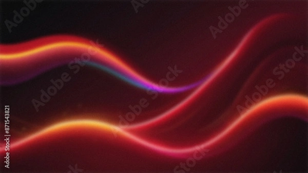 Obraz Blur and noise background with shiny rainbow wave lines isolated dark red background