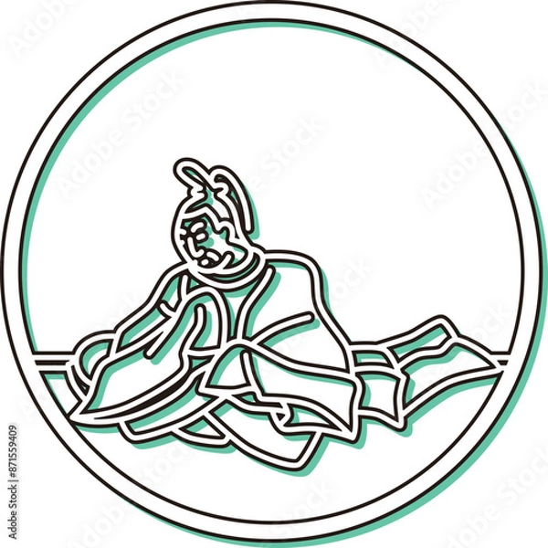 Obraz カラーシャドウ円形シンプル百人一首　清原深養父