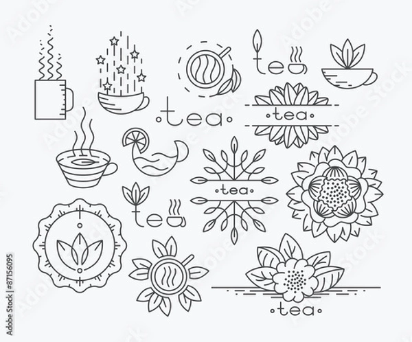 Obraz Tea design mono line elements
