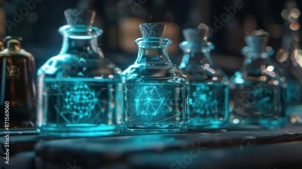 Obraz A futuristic apothecary where vegetableheaded alchemists use vintage potions to combat supernatural viruses