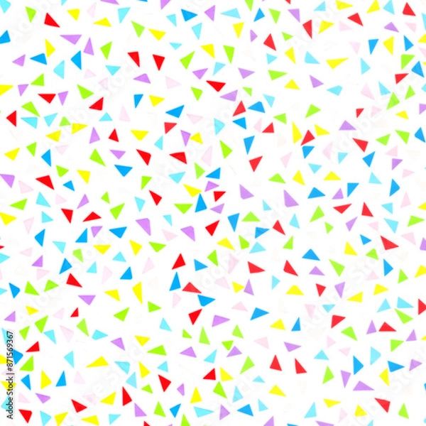Fototapeta 正方形　カラフルな三角紙吹雪のイラスト素材　背景透明
