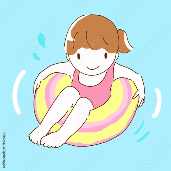 Fototapeta Clip art of girl playing on a float

