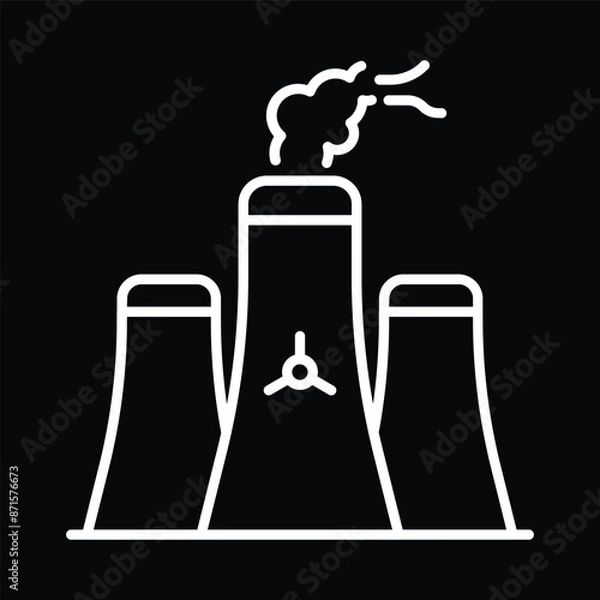 Obraz Simple Line Drawing of a Nuclear Power Plant