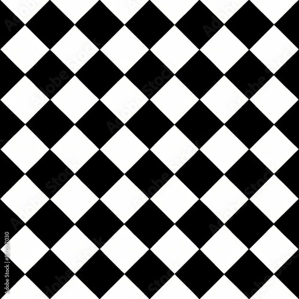 Obraz seamless pattern of classic black and white checkered design, Generative AI