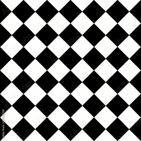 Fototapeta seamless pattern of classic black and white checkered design, Generative AI