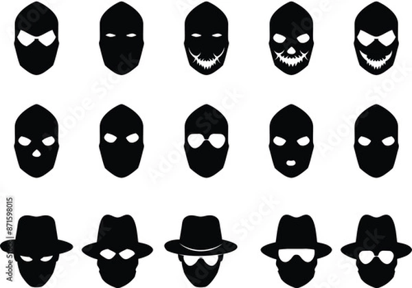 Obraz mask of criminal, hacker, villain, gangster, bandit silhouette	