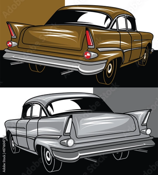 Obraz Cool classic car colored gold