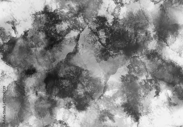 Obraz Gray Ink Bleed Abstract Background（墨がにじんだようなグレーの背景）