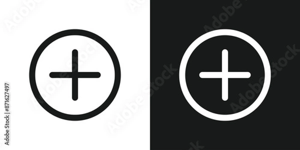 Fototapeta Add new vector flat outline icon set