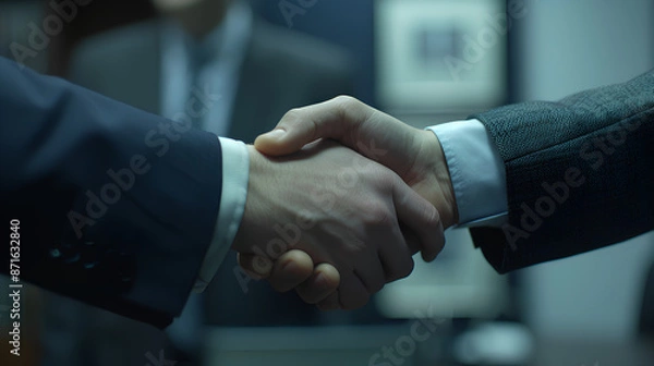 Fototapeta Close up of handshake in the office