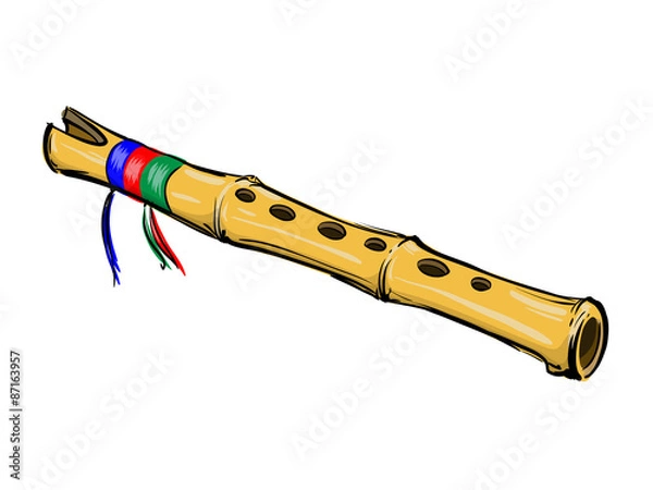Obraz This is quena - traditional longitudinal andean flute. Vector art.
