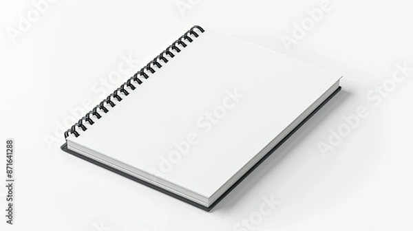 Fototapeta Closed blank spiral notepad, isolated on white, realistic mockup design