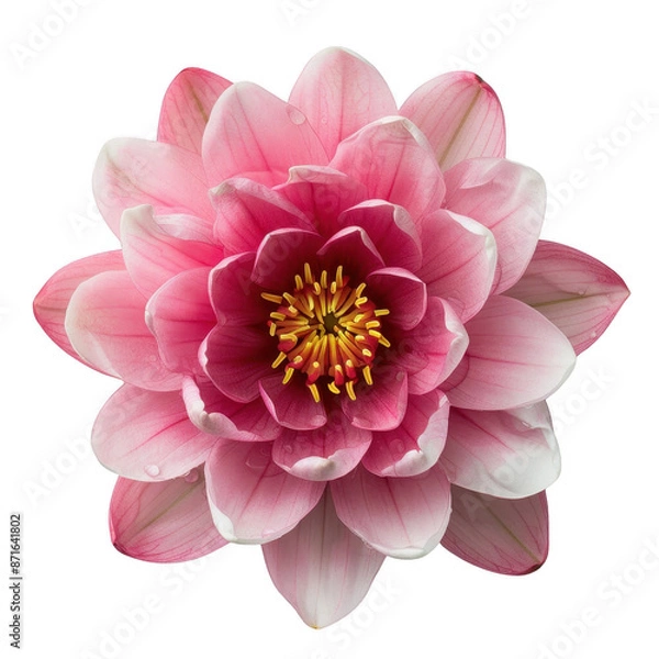 Obraz Beautiful water lily flower flat lay, top view