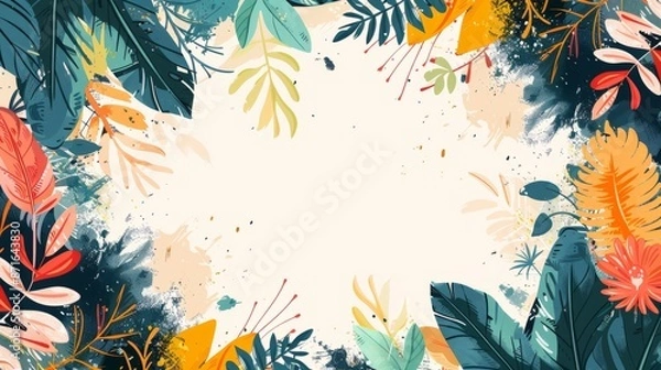 Obraz Abstract floral border with white background