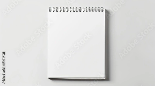 Fototapeta Realistic blank closed spiral notepad mockup on white background